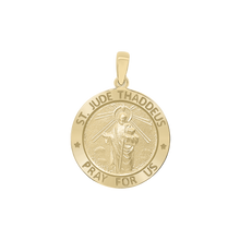 Load image into Gallery viewer, 14K Gold Round Saint Jude Thaddeus Medallion (3/4 inch - 1 inch)
