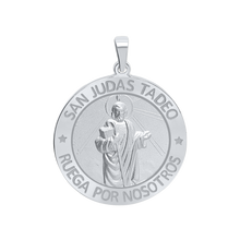 Load image into Gallery viewer, Sterling Silver Round San Judas Tadeo Medallion (3/4 inch - 1 inch)
