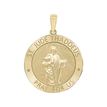 Load image into Gallery viewer, 14K Gold Round Saint Jude Thaddeus Medallion (3/4 inch - 1 inch)

