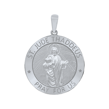 Load image into Gallery viewer, Sterling Silver Round Saint Jude Thaddeus Medallion (3/4 inch - 1 inch)
