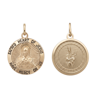 Gold-Filled Round Scared Heart of Jesus Medallion (3/4 inch)