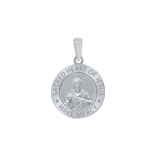 Load image into Gallery viewer, Sterling Silver Round Sacred Heart of Jesus Medallion (5/8 inch - 1 inch)
