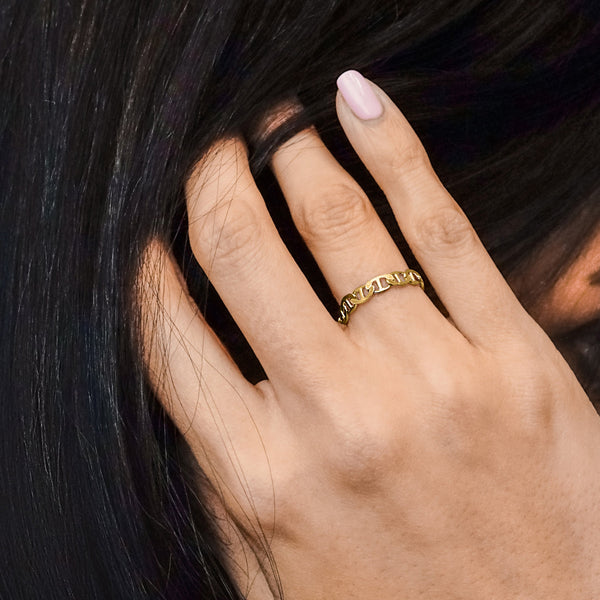 Madison Ave. Mariner Chain Ring in 14K Yellow Gold
