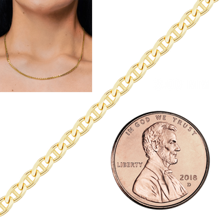 Bulk / Spooled Semi-Solid Mariner Chain in 14K Yellow Gold (3.00 mm)