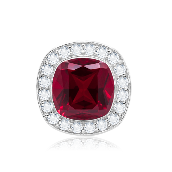 ITI NYC Cushion Halo Pendant Slider in Sterling Silver (5.00 x 5.00 mm - 12.00 x 12.00 mm)