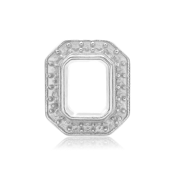 ITI NYC Emerald Halo Pendant Slider in Sterling Silver (6.00 x 4.00 mm - 12.00 x 10.00 mm)