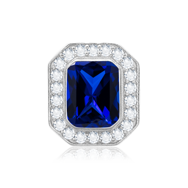 ITI NYC Emerald Halo Pendant Slider in Sterling Silver (6.00 x 4.00 mm - 12.00 x 10.00 mm)