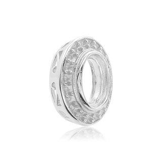 ITI NYC Oval Halo Slide Pendant in Sterling Silver (6.00 x 4.00 mm - 12.00 x 10.00 mm)