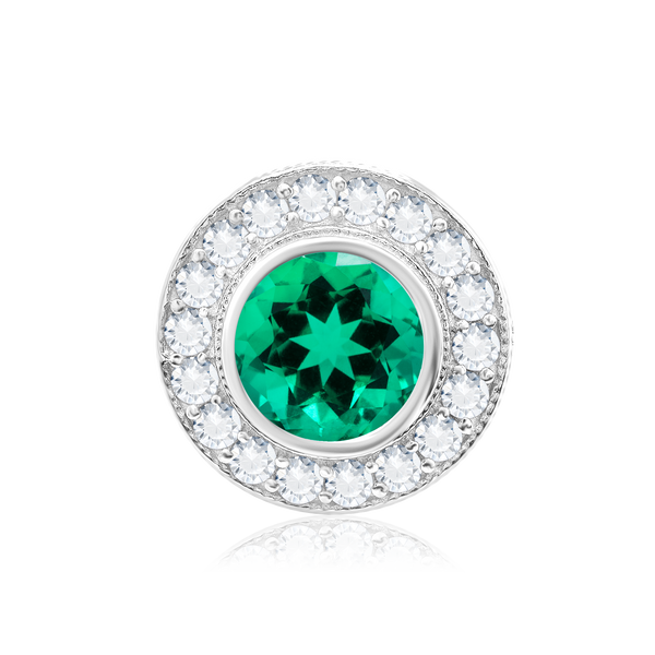 ITI NYC Round Halo Pendant Slider in Sterling Silver (4.00 mm - 12.00 mm)