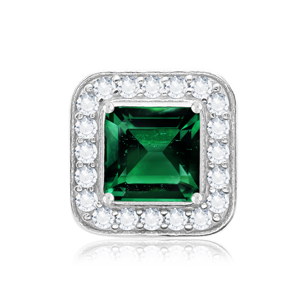 ITI NYC Square Halo Slide Pendant in Sterling Silver (4.00 mm - 10.00 mm)