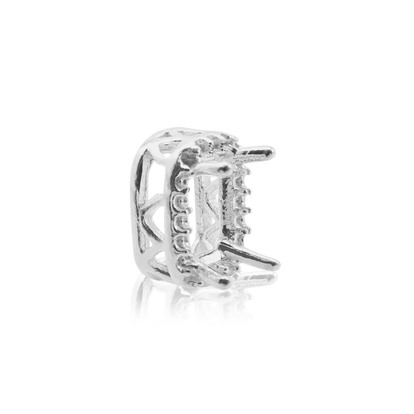 ITI NYC Emerald Four Prong Double Halo Pendant in Sterling Silver (6.00 x 4.00 mm - 12.00 x 10.00 mm)