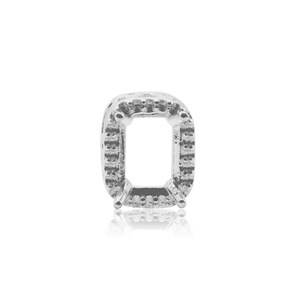 ITI NYC Emerald Four Prong Double Halo Pendant in Sterling Silver (6.00 x 4.00 mm - 12.00 x 10.00 mm)