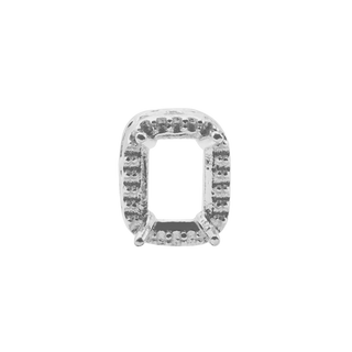 ITI NYC Emerald Four Prong Double Halo Pendant in Sterling Silver (6.00 x 4.00 mm - 12.00 x 10.00 mm)