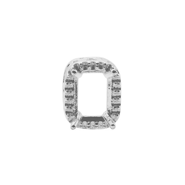 ITI NYC Emerald Four Prong Double Halo Pendant in Sterling Silver (6.00 x 4.00 mm - 12.00 x 10.00 mm)