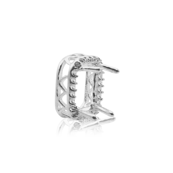 ITI NYC Emerald Four Prong Double Halo Pendant in Sterling Silver (6.00 x 4.00 mm - 12.00 x 10.00 mm)