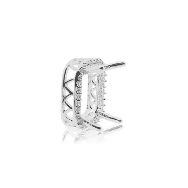 ITI NYC Emerald Four Prong Double Halo Pendant in Sterling Silver (6.00 x 4.00 mm - 12.00 x 10.00 mm)