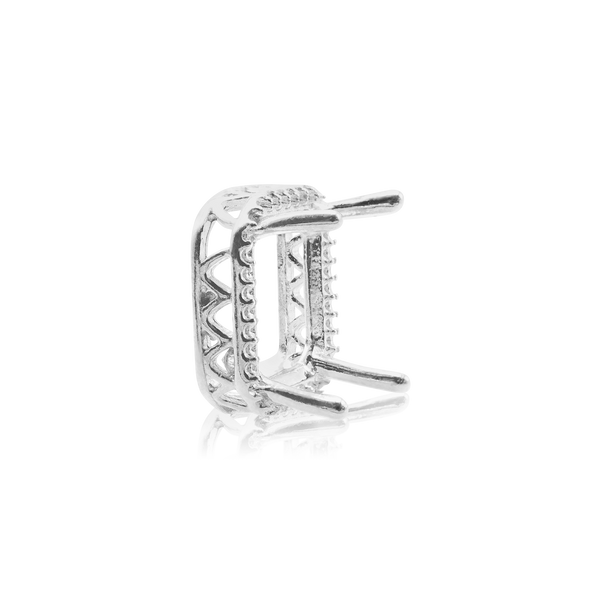 ITI NYC Emerald Four Prong Double Halo Pendant in Sterling Silver (6.00 x 4.00 mm - 12.00 x 10.00 mm)