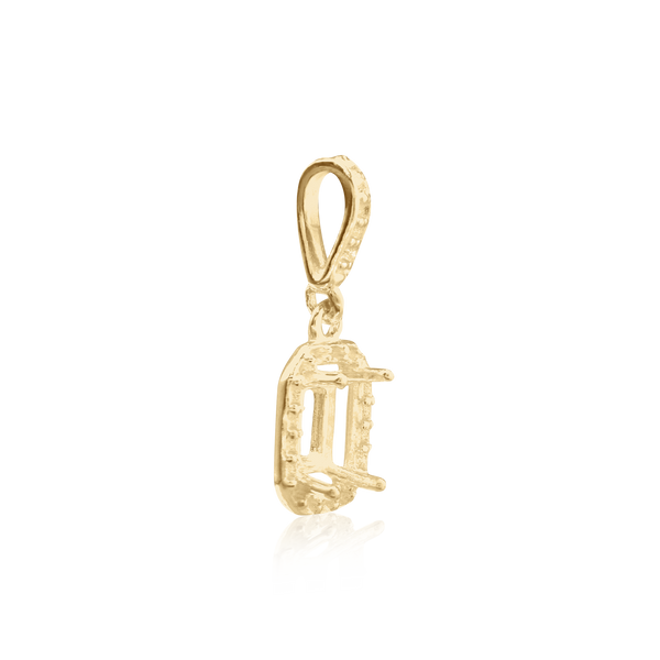 ITI NYC Emerald Four Prong Halo Pendant in 14K Gold (5.00 x 3.00 mm - 12.00 x 10.00 mm)