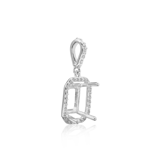 ITI NYC Emerald Four Prong Halo Pendant in Sterling Silver (5.00 x 3.00 mm - 12.00 x 10.00 mm)