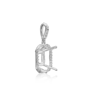 ITI NYC Emerald Four Prong Halo Pendant in Sterling Silver (5.00 x 3.00 mm - 12.00 x 10.00 mm)