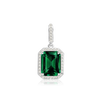 ITI NYC Emerald Four Prong Halo Pendant in Sterling Silver (5.00 x 3.00 mm - 12.00 x 10.00 mm)