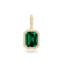 Load image into Gallery viewer, ITI NYC Emerald Four Prong Halo Pendant in 14K Gold (5.00 x 3.00 mm - 12.00 x 10.00 mm)
