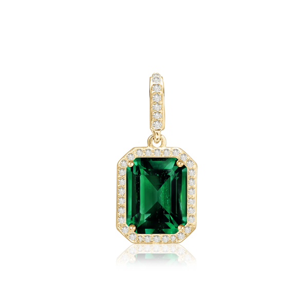 ITI NYC Emerald Four Prong Halo Pendant in 14K Gold (5.00 x 3.00 mm - 12.00 x 10.00 mm)