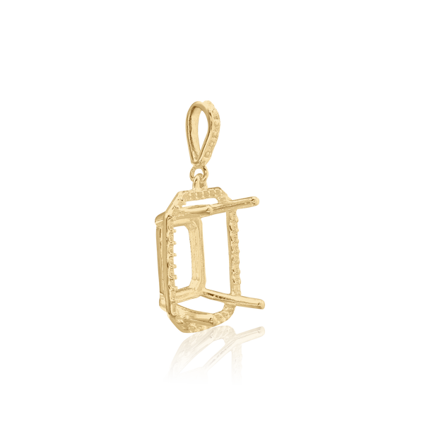 ITI NYC Emerald Four Prong Halo Pendant in 14K Gold (5.00 x 3.00 mm - 12.00 x 10.00 mm)