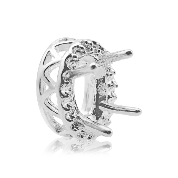 ITI NYC Oval Four Prong Double Halo Pendant in Sterling Silver (7.00 x 5.00 mm - 12.00 x 10.00 mm)