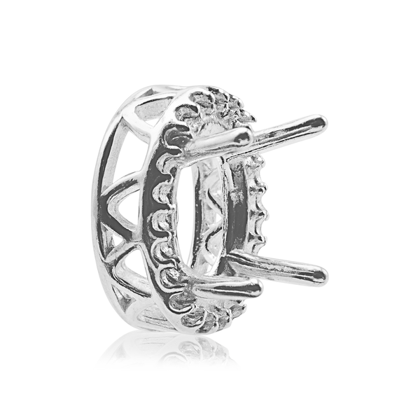 ITI NYC Oval Four Prong Double Halo Pendant in Sterling Silver (7.00 x 5.00 mm - 12.00 x 10.00 mm)