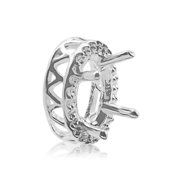 ITI NYC Oval Four Prong Double Halo Pendant in Sterling Silver (7.00 x 5.00 mm - 12.00 x 10.00 mm)