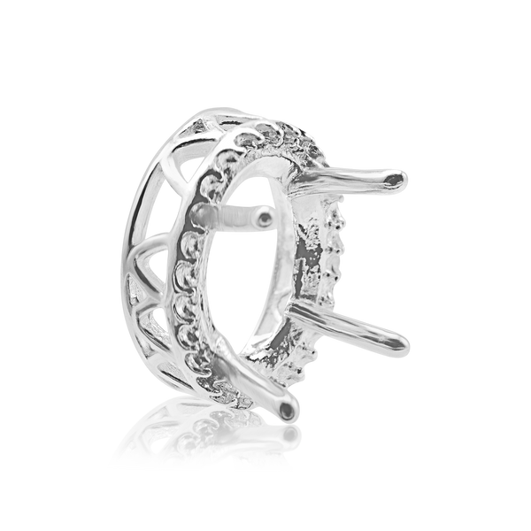 ITI NYC Oval Four Prong Double Halo Pendant in Sterling Silver (7.00 x 5.00 mm - 12.00 x 10.00 mm)