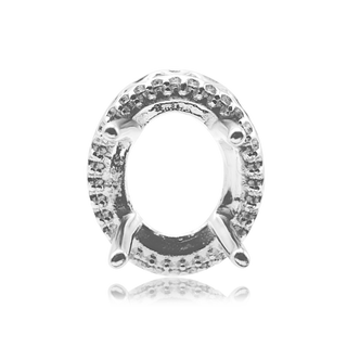 ITI NYC Oval Four Prong Double Halo Pendant in Sterling Silver (7.00 x 5.00 mm - 12.00 x 10.00 mm)