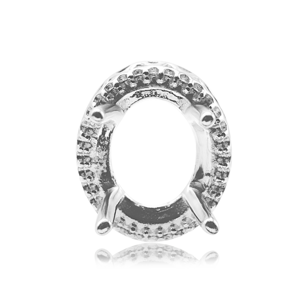 ITI NYC Oval Four Prong Double Halo Pendant in Sterling Silver (7.00 x 5.00 mm - 12.00 x 10.00 mm)