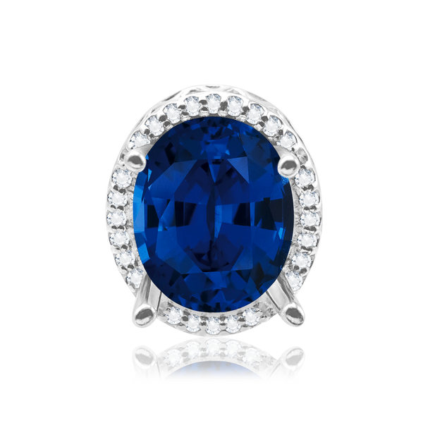 ITI NYC Oval Four Prong Double Halo Pendant in Sterling Silver (7.00 x 5.00 mm - 12.00 x 10.00 mm)