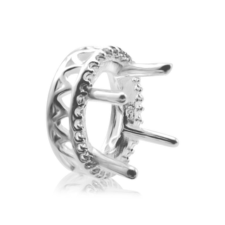 ITI NYC Oval Four Prong Double Halo Pendant in Sterling Silver (7.00 x 5.00 mm - 12.00 x 10.00 mm)