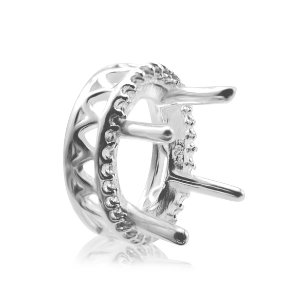 ITI NYC Oval Four Prong Double Halo Pendant in Sterling Silver (7.00 x 5.00 mm - 12.00 x 10.00 mm)