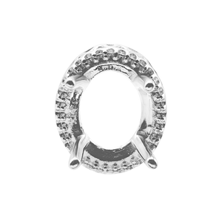 ITI NYC Oval Four Prong Double Halo Pendant in Sterling Silver (7.00 x 5.00 mm - 12.00 x 10.00 mm)