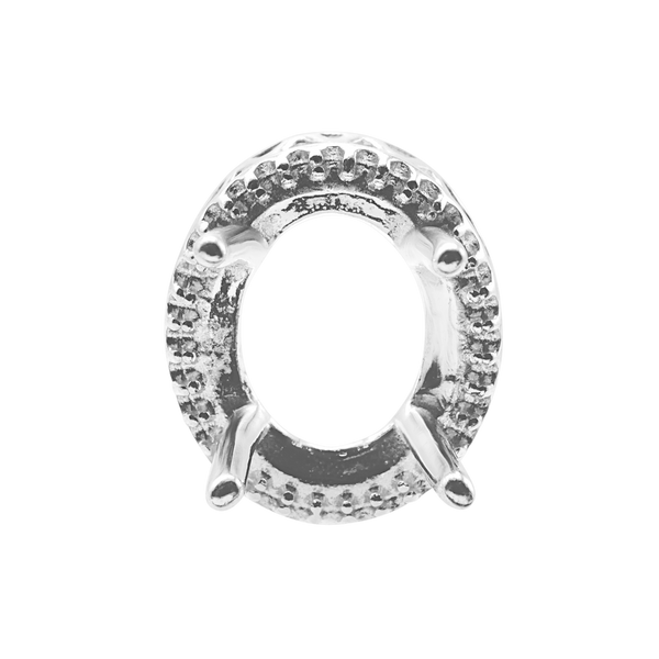 ITI NYC Oval Four Prong Double Halo Pendant in Sterling Silver (7.00 x 5.00 mm - 12.00 x 10.00 mm)