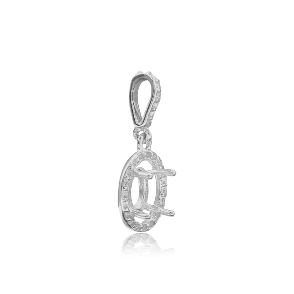 ITI NYC Oval Four Prong Halo Pendant in Sterling Silver (6.00 x 4.00 mm - 12.00 x 10.00 mm)