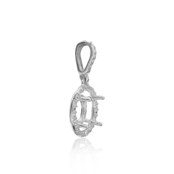 ITI NYC Oval Four Prong Halo Pendant in Sterling Silver (6.00 x 4.00 mm - 12.00 x 10.00 mm)