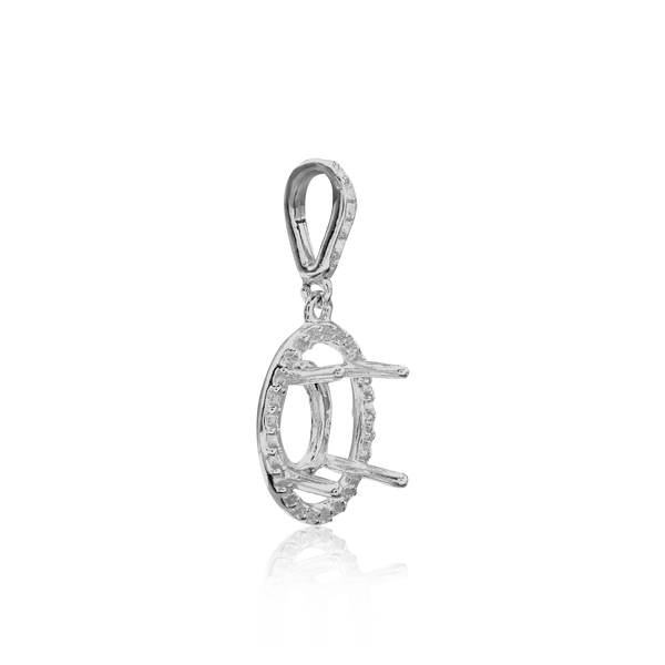 ITI NYC Oval Four Prong Halo Pendant in Sterling Silver (6.00 x 4.00 mm - 12.00 x 10.00 mm)