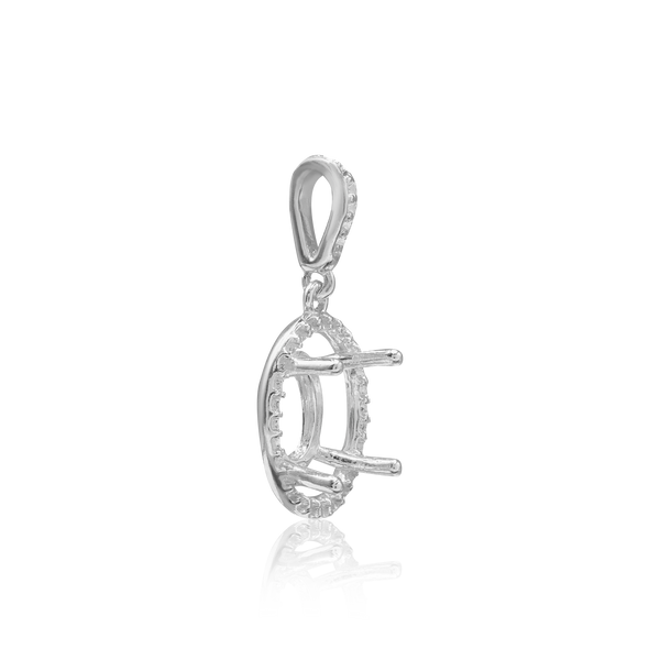 ITI NYC Oval Four Prong Halo Pendant in Sterling Silver (6.00 x 4.00 mm - 12.00 x 10.00 mm)