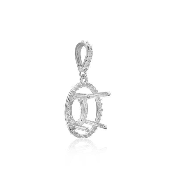 ITI NYC Oval Four Prong Halo Pendant in Sterling Silver (6.00 x 4.00 mm - 12.00 x 10.00 mm)