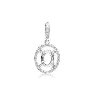 ITI NYC Oval Four Prong Halo Pendant in Sterling Silver (6.00 x 4.00 mm - 12.00 x 10.00 mm)