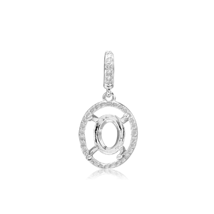 ITI NYC Oval Four Prong Halo Pendant in Sterling Silver (6.00 x 4.00 mm - 12.00 x 10.00 mm)