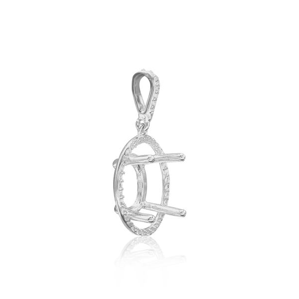 ITI NYC Oval Four Prong Halo Pendant in Sterling Silver (6.00 x 4.00 mm - 12.00 x 10.00 mm)