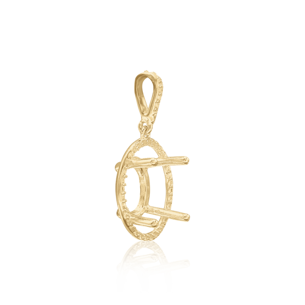ITI NYC Oval Four Prong Halo Pendant in 14K Gold (6.00 x 4.00 mm - 12.00 x 10.00 mm)