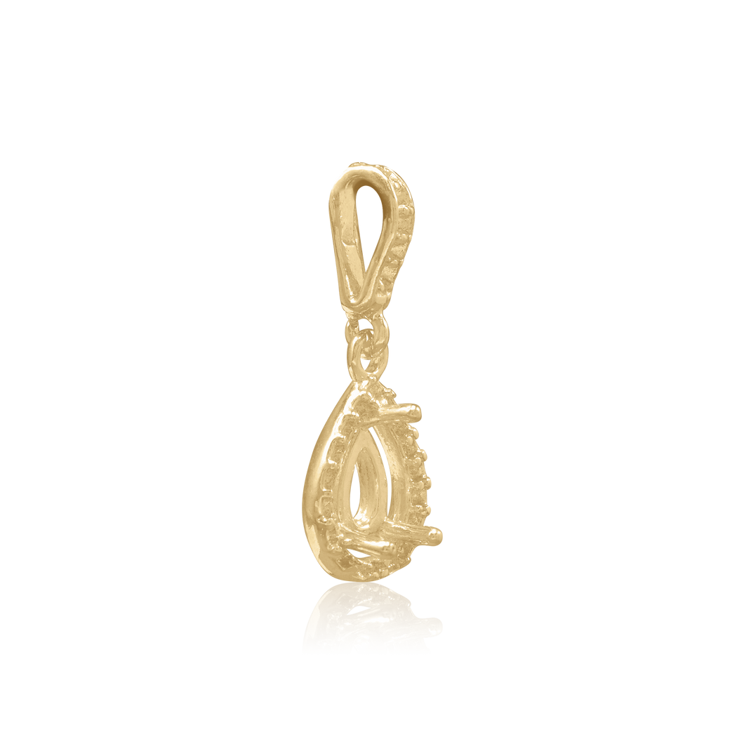 ITI NYC Pear Shape Three Prong Halo Pendant in 14K Gold (6.00 x 4.00 mm - 12.00 x  8.00 mm)