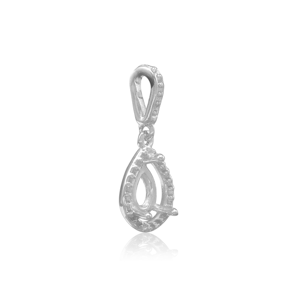 ITI NYC Pear Shape Three Prong Halo Pendant in Sterling Silver (6.00 x 4.00 mm - 12.00 x  8.00 mm)
